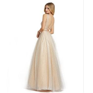 Nude/Silver Lattice Sequined Embellished Evening Gown Nude/Silver / 12